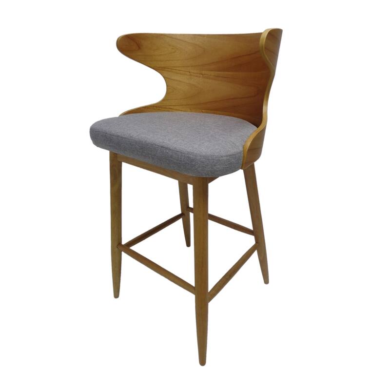 Modern Set of 2 Bar Stools with Backrest, Padded Seats, Solid Wood Frame for Bar Dining Room Living Room and Café