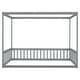 preview thumbnail 15 of 29, Full Size Canopy Frame Floor Bed with Fence,Guardrails