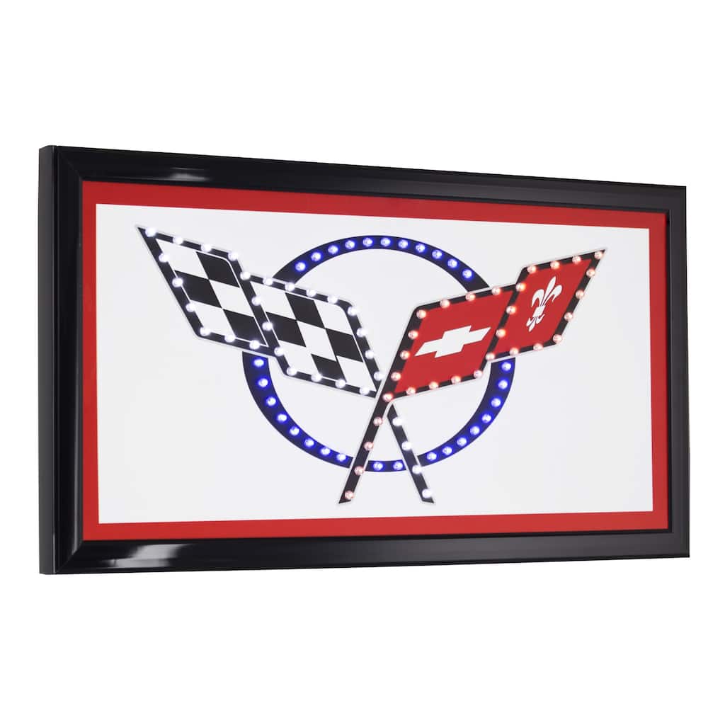 American Art Decor Chevy Corvette Framed Light Up LED Sign Wall Decor