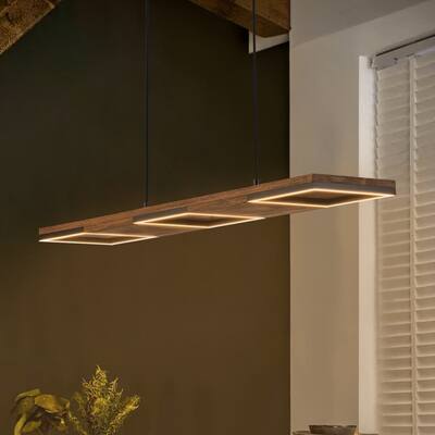 Farmhouse Rustic Linear Pendant Light LED Kitchen Island Lights for Dining Room - 39.3 in. W x 7.8 in. D x 1.9 in. H