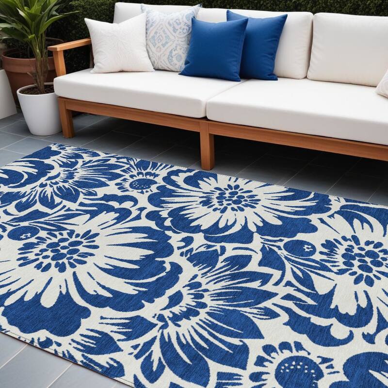 Allova Garden-Inspired Weather Resistant Classic Meets Modern Runner Outdoor Rug - 10' X 14' - Multi