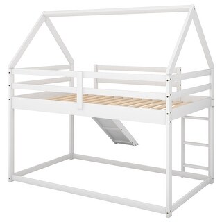 Twin Size Bunk House Bed with Slide and Ladder - Bed Bath & Beyond ...