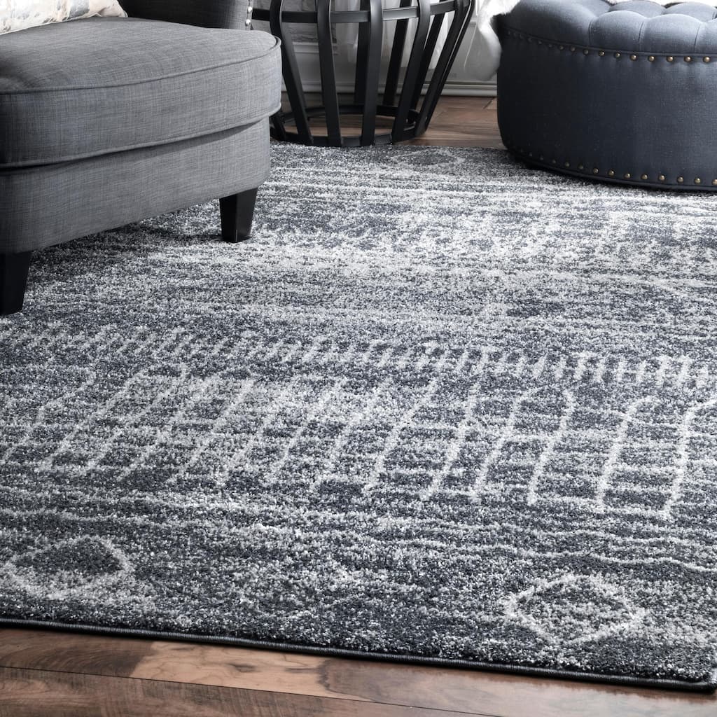 Nuloom Contemporary Abstract Moroccan Tribal Graphic Faded Trellis Area Rug