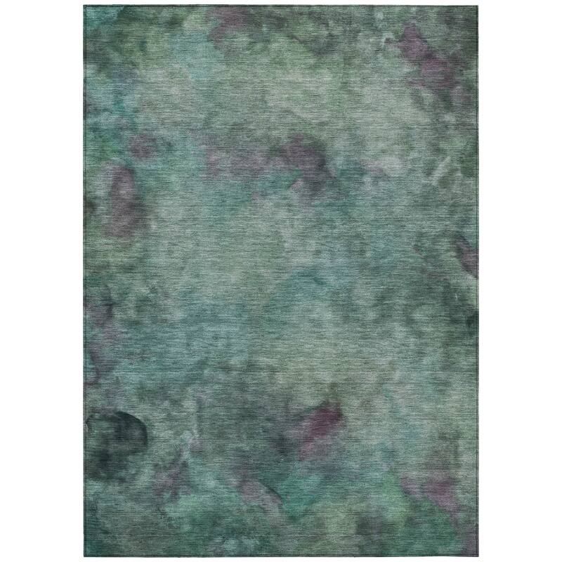 Machine Washable Indoor/ Outdoor Abstract Contemporary Chantille Rug