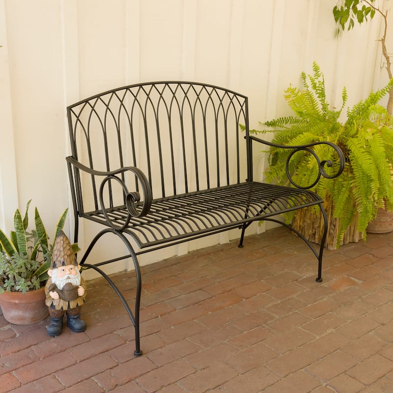 Alpine Corporation 44"L Indoor/Outdoor 2-Person Classic Metal Garden Bench