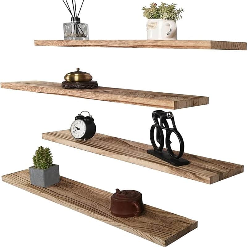 Wall Mounted Farmhouse Wooden Wall Shelf - 36"D x 6"W x 4"H - Natural