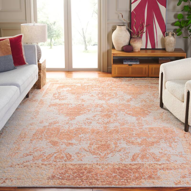 SAFAVIEH Hand-Loomed Cicek Malve Modern & Contemporary Viscose Rug - 10' x 14' - Beige/Rust