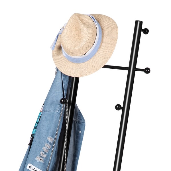 LANGRIA Tall Ladder Coat Hanger Hat Rack Minimalist AllMetal, Black