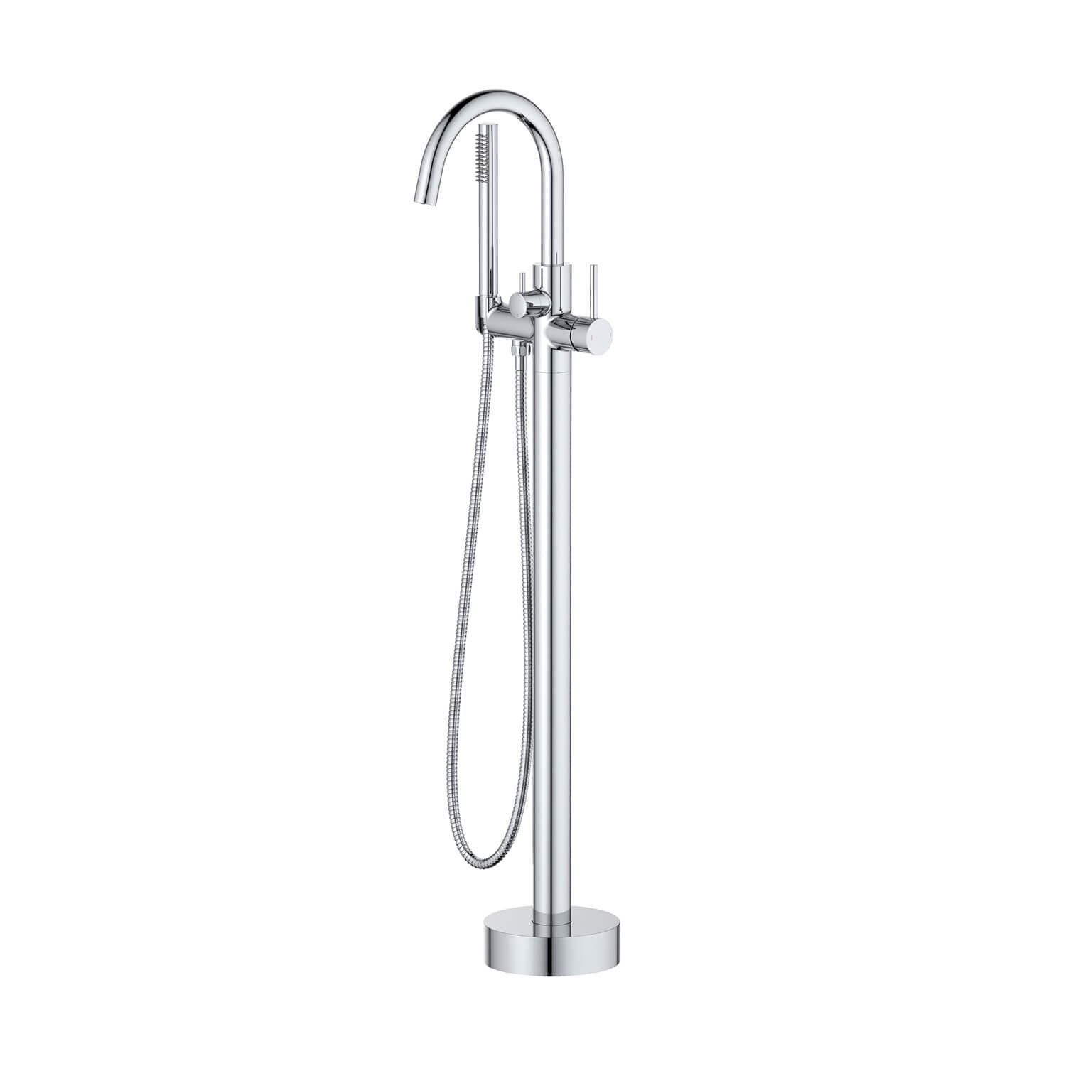 Single Handle Floor Mounted Freestanding Tub Filler With Hand Shower