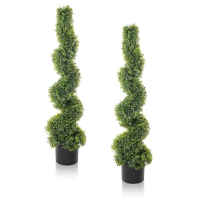 Artificial Buxus Spiral Trees set of 2