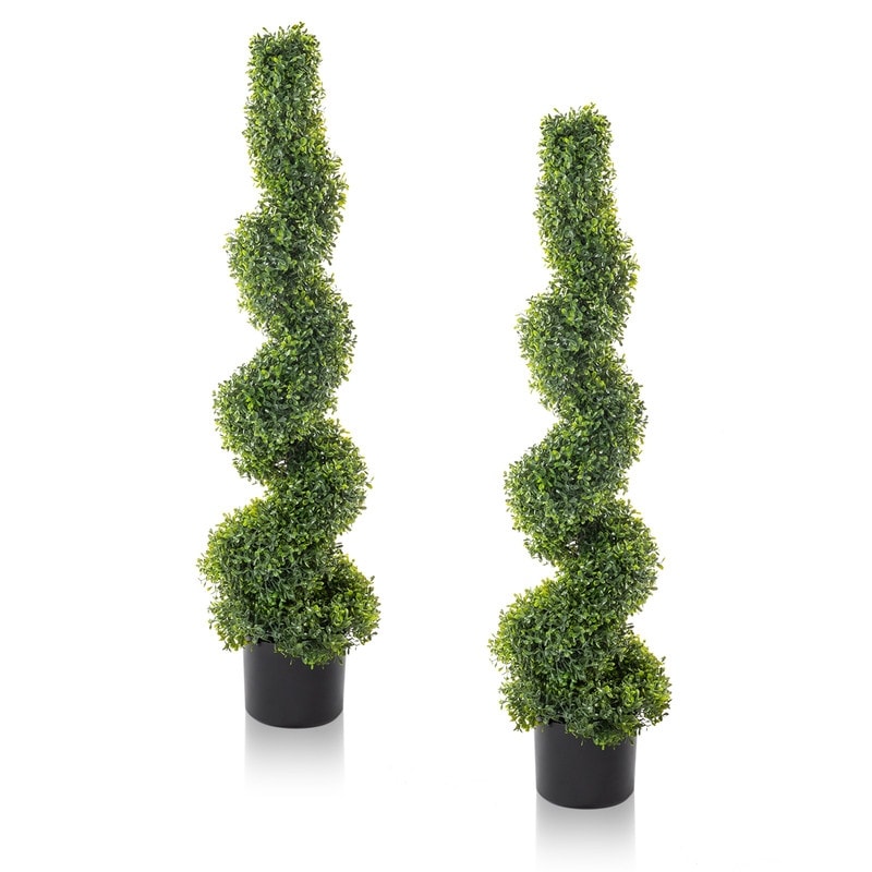 Artificial Buxus Spiral Trees set of 2