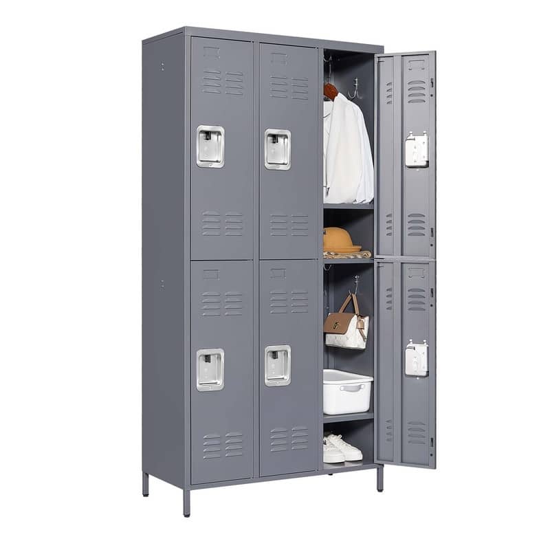 72"H Metal Lockers with Name Card for Employees,Storage Cabinet With Hooks and Ventilation For School,Garage,Gym,Office - 6 Door