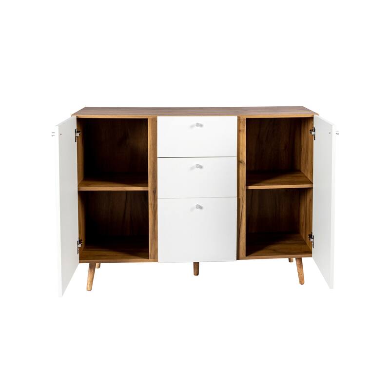 Sideboard Buffet Cabinet with 2 Doors, Accent Cabinet with 3 Drawers, Kitchen Storage Cabinet with Adjustable Shelves