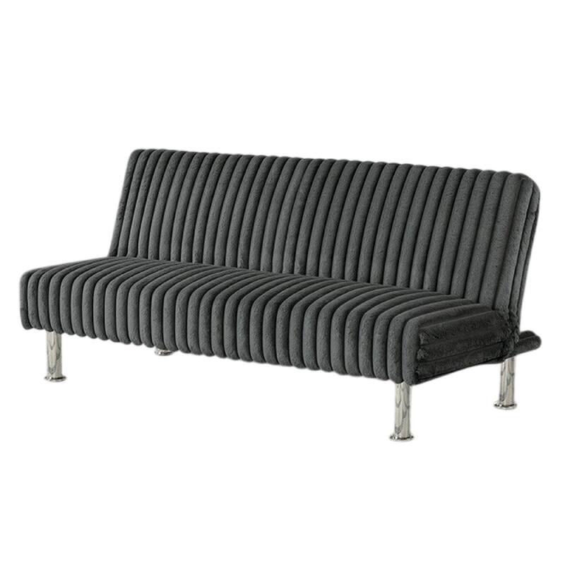 Hini Fold Out Futon Sofa Bed, Dark Gray, Modern Chrome Metal Legs