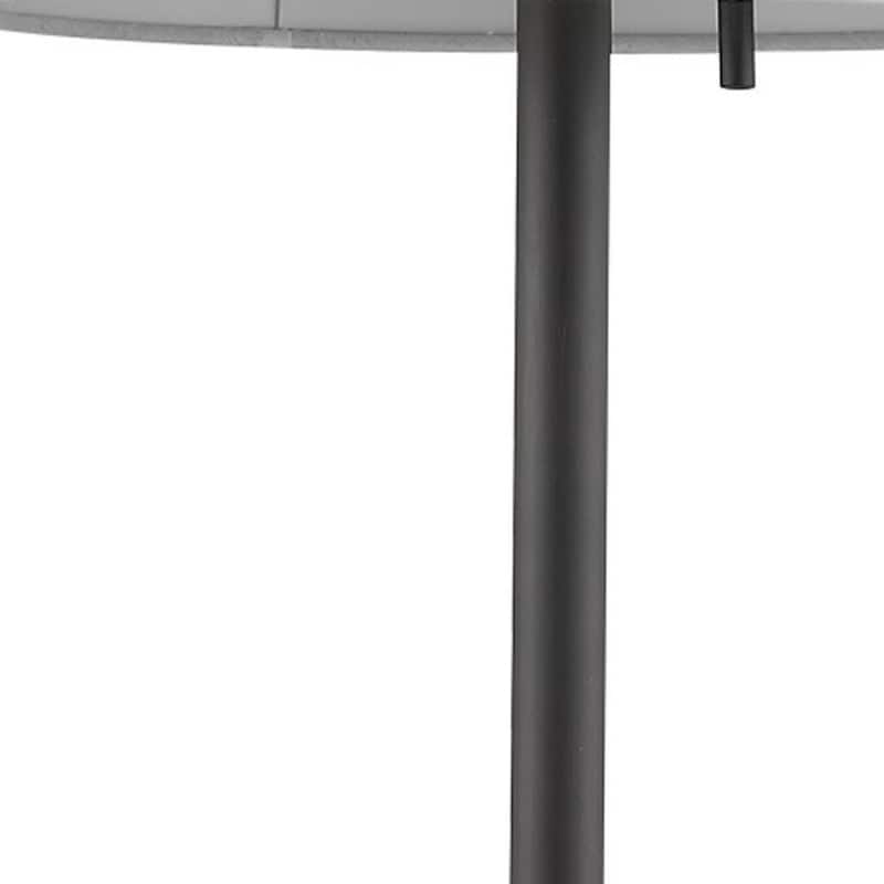 Black Metal Cylinder Table Lamp with White Fabric Cone Shade Pull Chain - 10” x 10” x 27” (D x W x H)