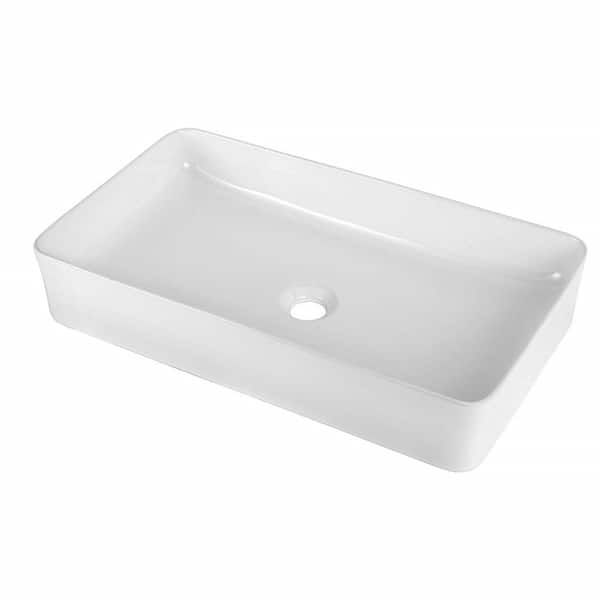 Kichae Ceramic Vessel Sink 24 inch Above Counter Porcelain Bathroom ...