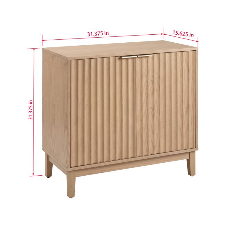 2 Doors Sideboard Buffet Cabinet, Fluted Storage Cabinet, Wood Accent Table with Adjustable Shelves, Console Table