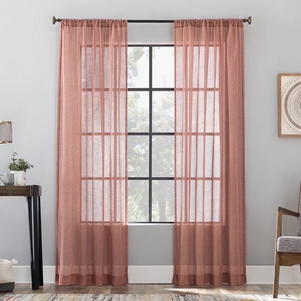1/2 Panels Sheer Voile Window Curtains Texture Drapes for Living Room Rod Pocket