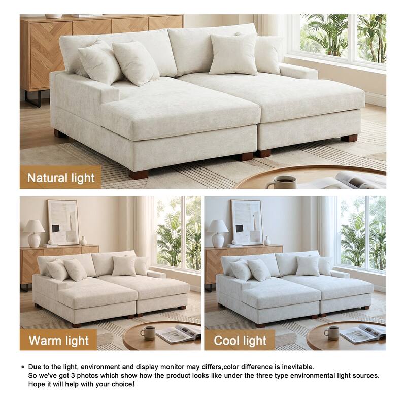 Modern Upholstered Chenille Modular Sectional Sofa with 2 Chaise