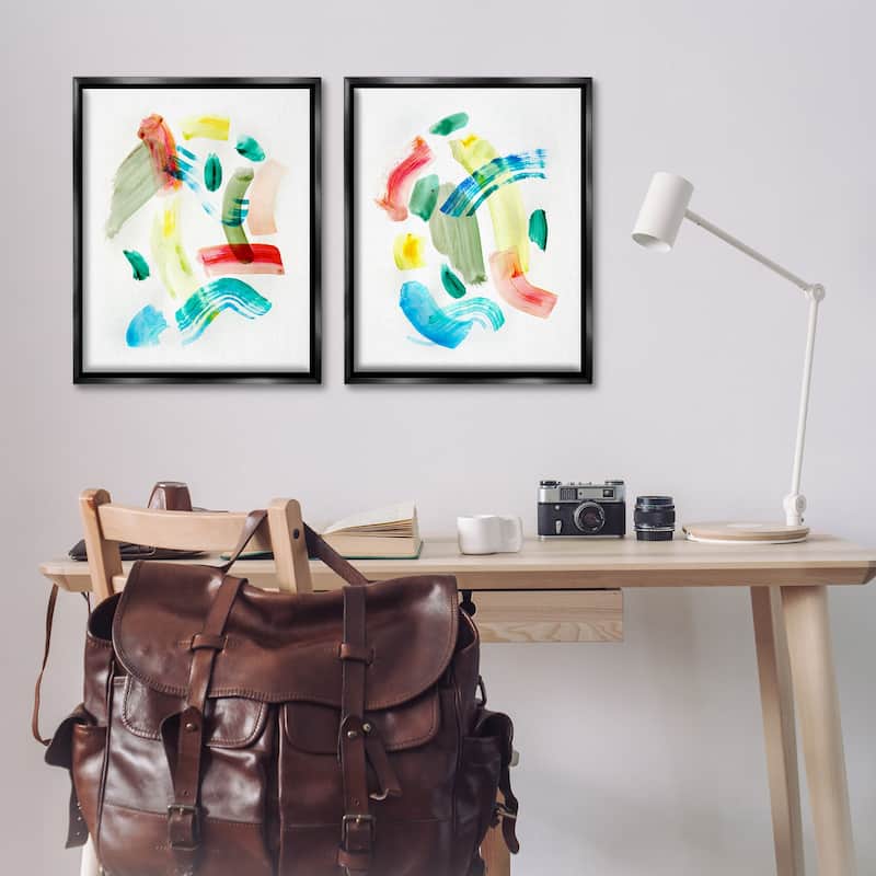 Stupell Macarana Abstract Hues Framed Floater Canvas Wall Art Design By Gemma Bardot (Set of 2)