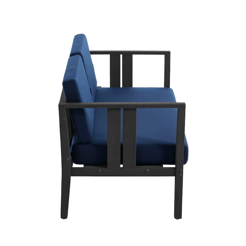 Outdoor Patio Wood Loveseat with Cushion