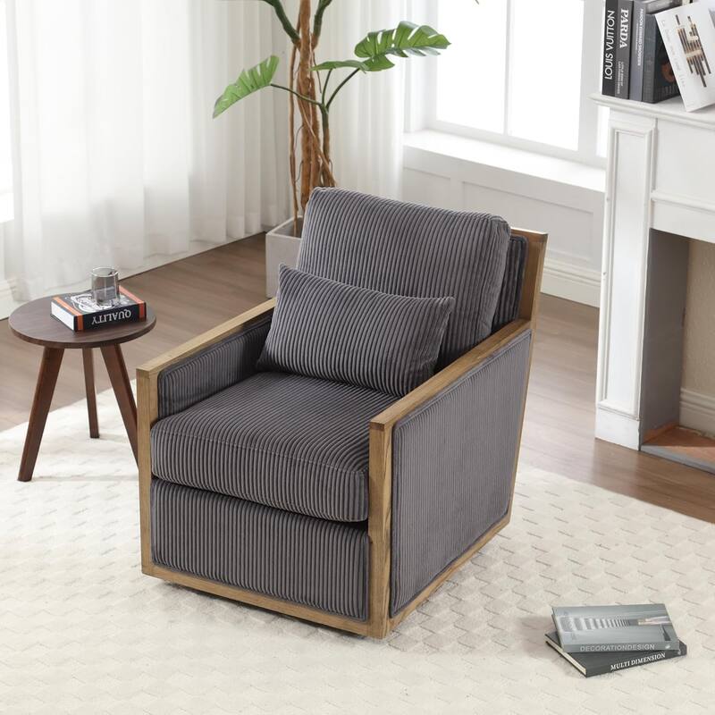 Roomfitters Corduroy Swivel Barrel Accent Chair, 360 Lounge Club Chair for Living Room, Bedroom or Office