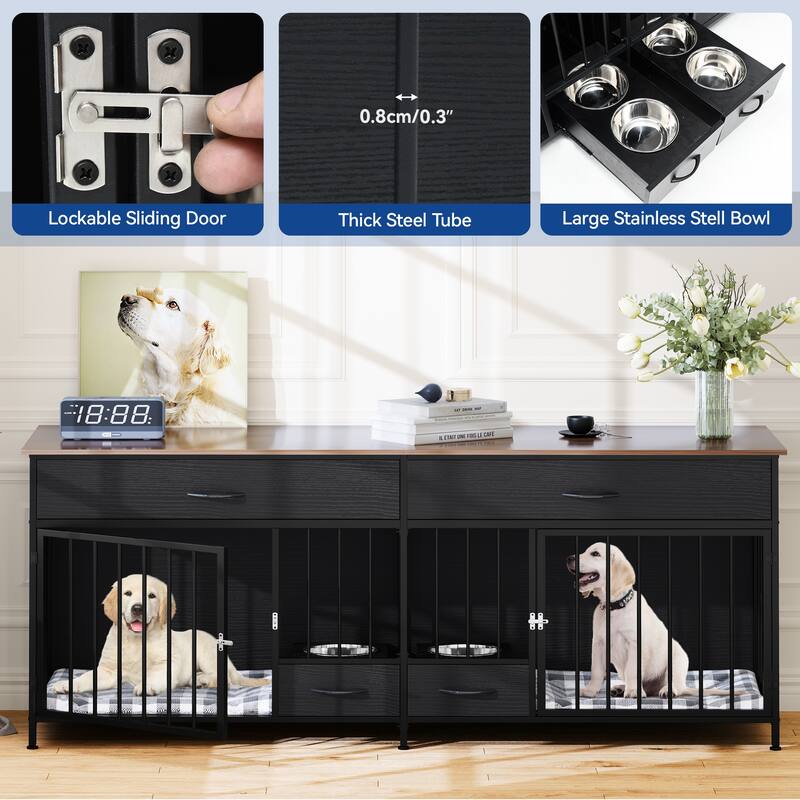 Moasis Furniture-style Dog Crate, TV Stand with Drawers