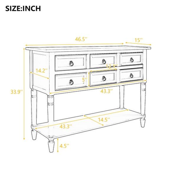 Modern Console Table Sofa Table for Living Room with 6 Drawers - Bed ...