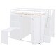 preview thumbnail 5 of 8, Wood Full Size Storage Loft Bed Frame with Desk, Storage Stairs, Wardrobe(w/Foldable Door and Shelves) for Kids, Teens - White