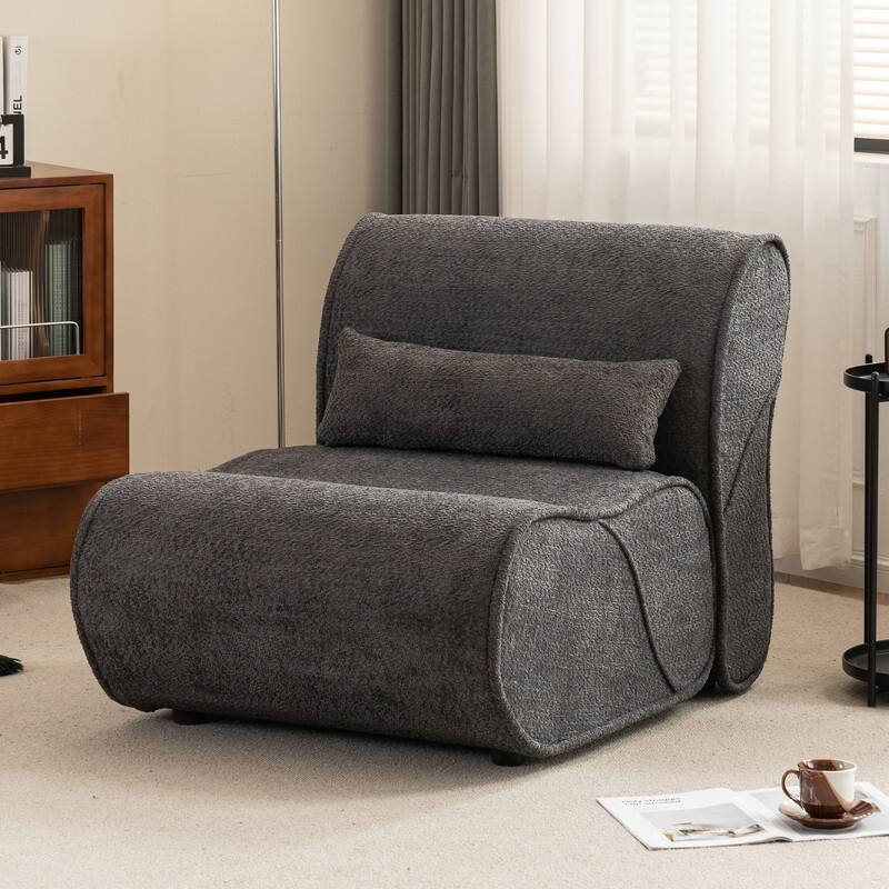 Modern Design Comfortable Single Sofa Chair with Waist Pack Padding - Grey