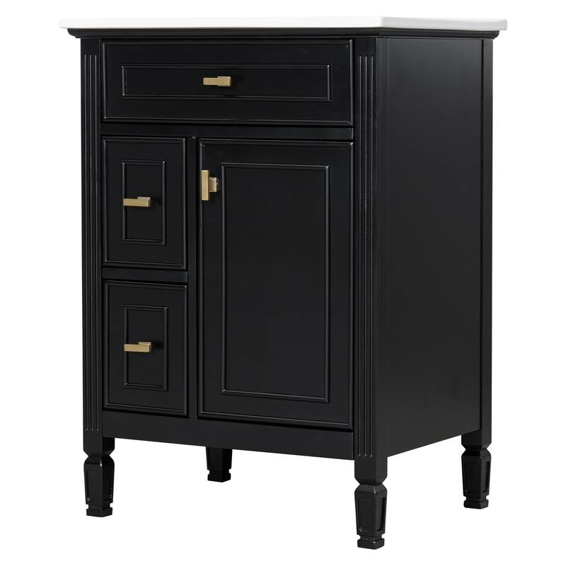 24 Inch Bathroom Vanity with Ceramic Sink Combo, Undermount Vanity Sink Cabinet Bathroom Storage Cabinet for Small Space