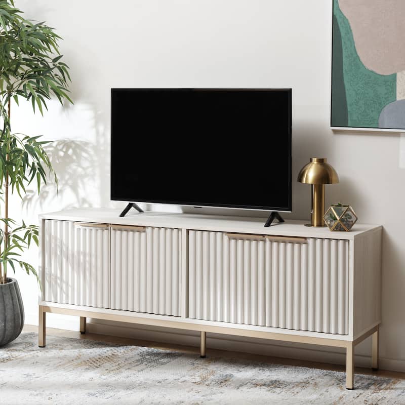SAFAVIEH Lylia 4-Door Entertainment Media Stand (Fits up to 65" Flatscreen TV) - 60.8 in. x 17.7 in. x 24.6 in.