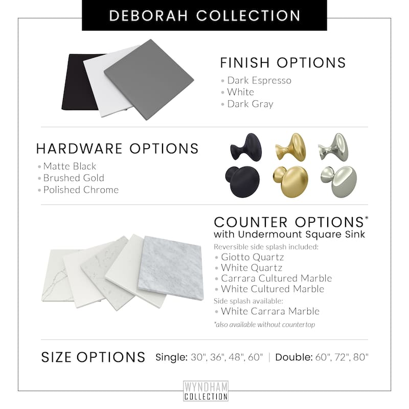 Wyndham Collection WCS202060D-QTZ-US3M24 Deborah 60" Free Standing