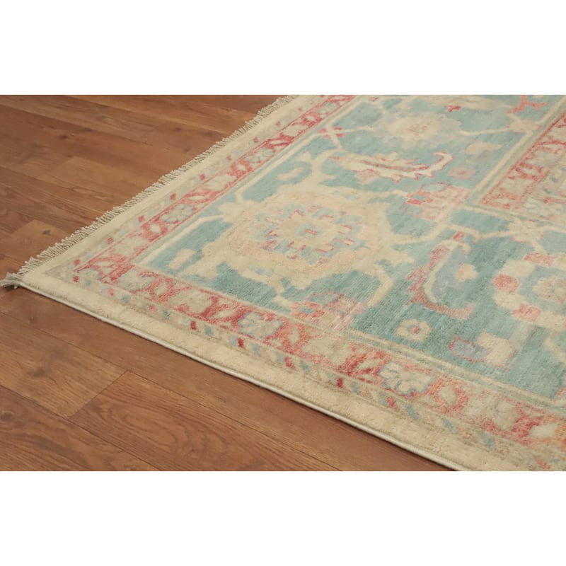 Hand Knotted Traditional Wool Beige Geometric Area Rug - 13' 5'' X 9' 9''