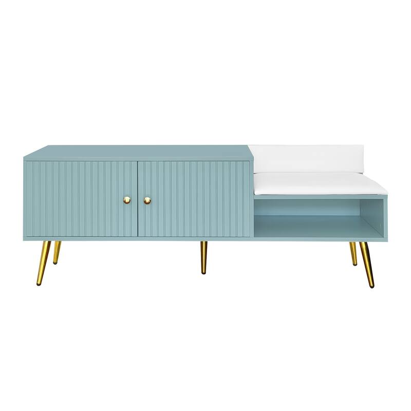 Modern Shoe Storage Bench with Hidden Storage and Upholstered Cushions for Bedside Living Room and Entryway