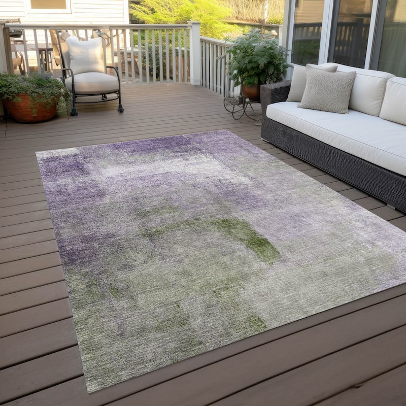Machine Washable Indoor/ Outdoor Chantille Solid Ombre Rug