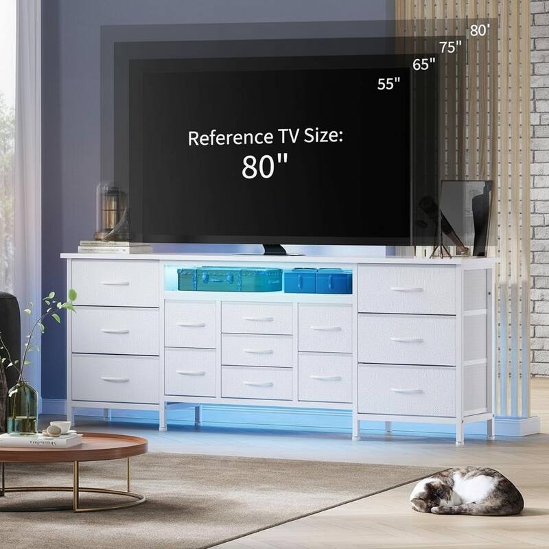 70 Inch Long Dresser TV Stand, Wide 13 Chest, up to 80 Inch