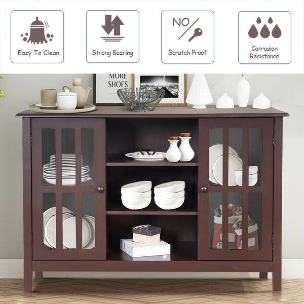 Gymax Wood Tv Stand Storage Console Free Standing Cabinet Holds Up To On Sale Overstock 22836417 She uses the divided shelves to place her audio and video equipment for easy. usd