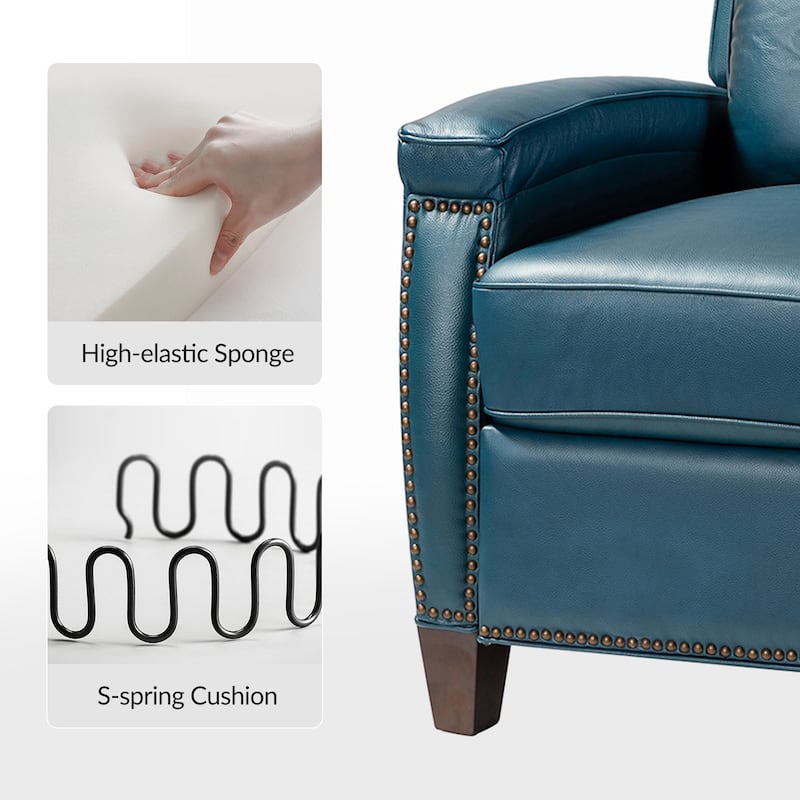 Gaspar Mid-Century Modern Pushback Recliner with Nailhead Trim by HULALA HOME