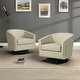 preview thumbnail 71 of 79, 2 Set Tufted PU Vegan Leather Swivel Barrel Chair with Nailheads Trim