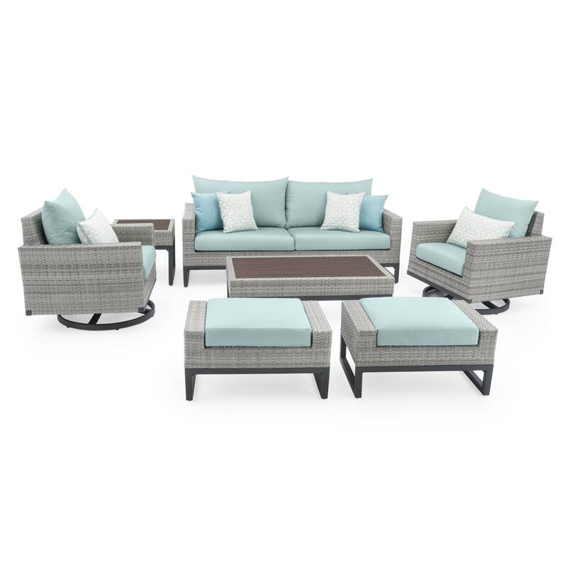 Milo Gray 7 Piece Sunbrella Outdoor Patio Motion Deep Seating Set