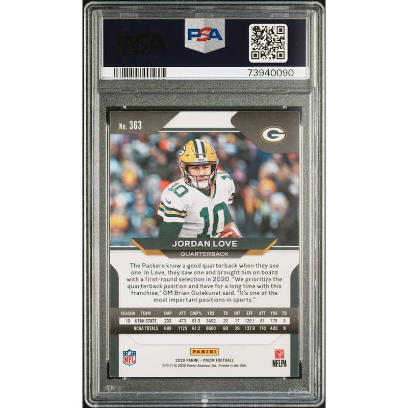 Jordan Love 2020 Panini Prizm Football Rookie Card #363 Graded PSA 10 - 8'6" x 11'6"
