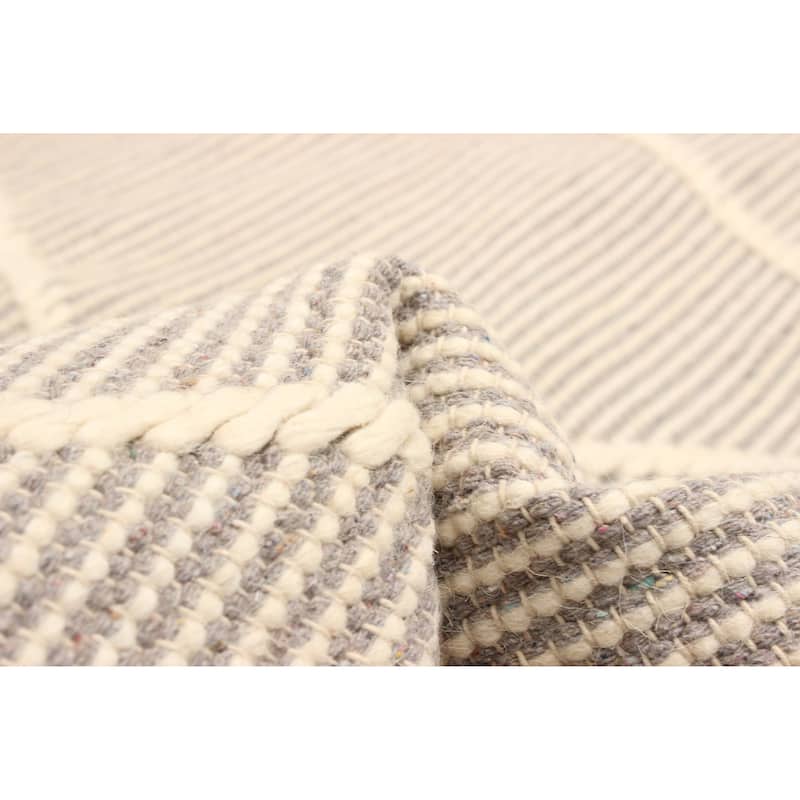 ECARPETGALLERY Braid weave Sienna Cream Wool Rug - 5'0 x 8'0