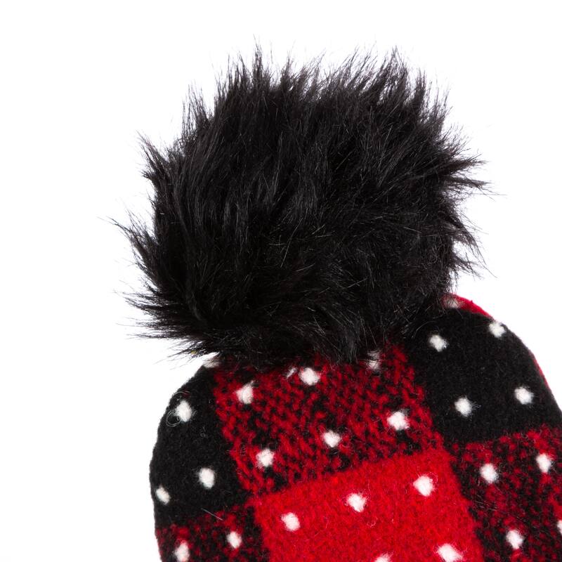 Set of 2 Red and Black Plaid Christmas Holiday Lighted Gnomes