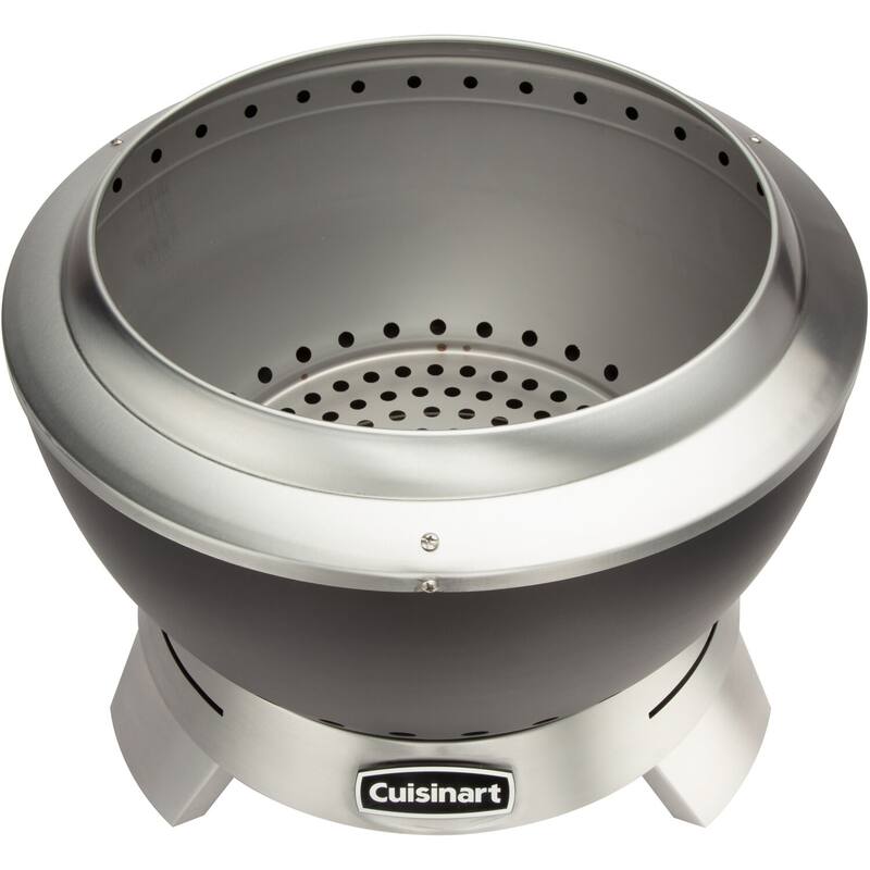 Cuisinart Grill 19.5-In. Cleanburn Smokeless Outdoor Wood-Burning Fire Pit, Black/Stainless Steel