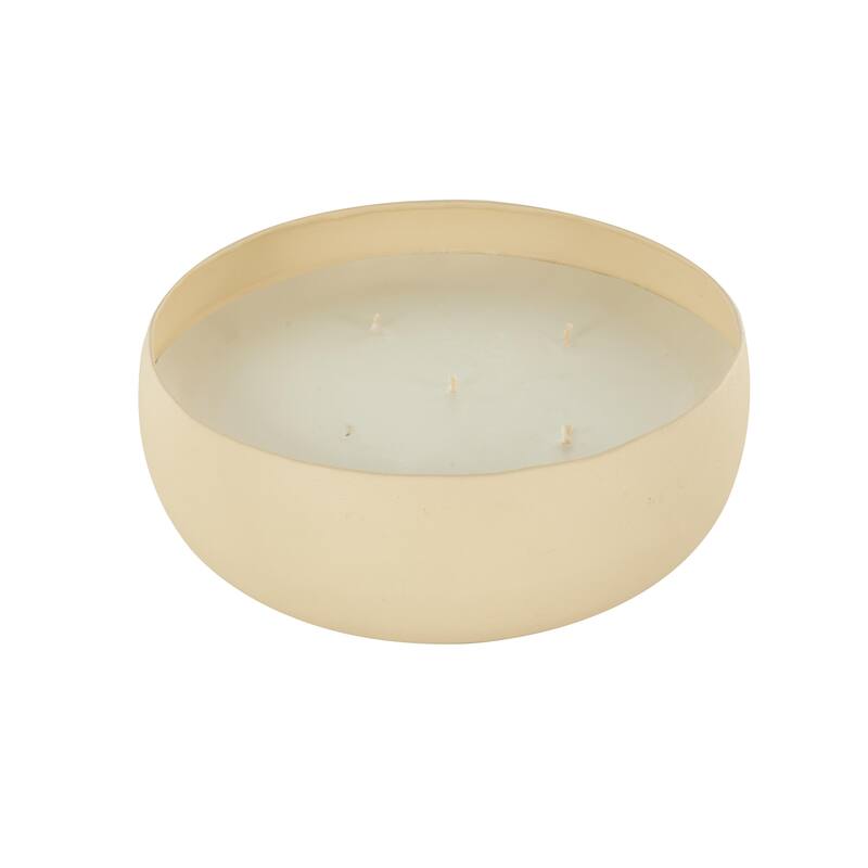 Beige, Black or Cream Metal Scented Textured 63oz 5 Wick Decorative Candle with White Wax