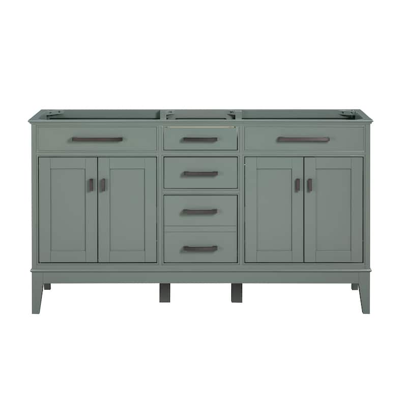 Madison 60 in. Double Bathroom Vanity Cabinet - 60"W x 21"D - Smoke Green
