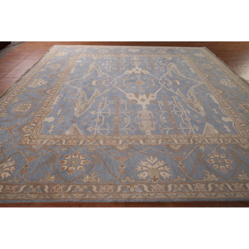 Floral Oushak Large Square Rug Handmade Wool Carpet - 11'11"x 12'2"