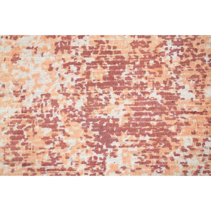 Hand Knotted Oriental Viscose Silk Carpet Modern Abstract Oranges & Rust Abstract Area Rug - 3' 11'' X 2' 0''
