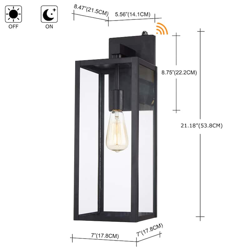 2-pack 13" H 1-Light Black Outdoor wall Lantern(Dusk to Dawn could be chosen)